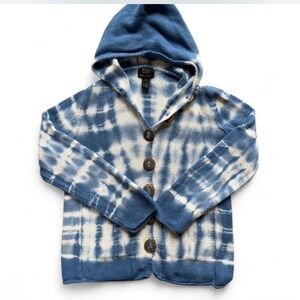 Pure Handknit Women's Button Cardigan Sweater Size Small Tie Dye Boho Hippie Art